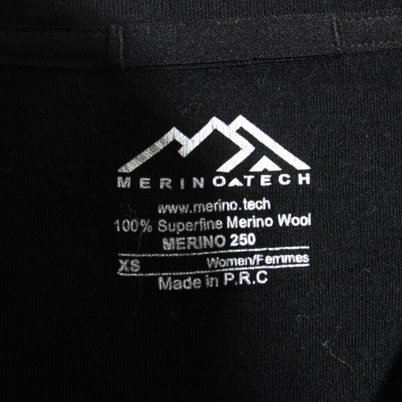 Merino Tech Women's 100% Superfine Merino Wool Long Sleeve 250 Top Black Size XS - Picture 12 of 13